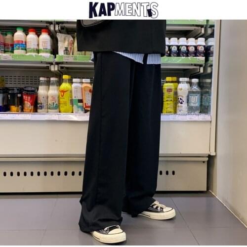 KAPMENTS Men Overalls Wide Legs Streetwear Baggy Pants 2021 Spring Mens Black Harajuku Sweatpants Male Casual Harem Joggers 5XL
