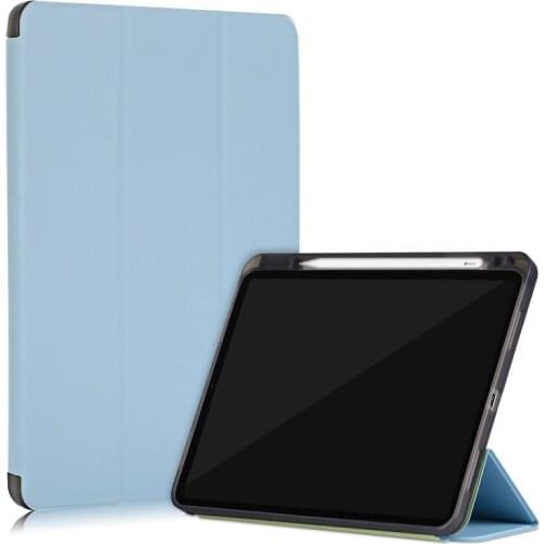 Solid Color case For iPad pro 11 inch 2020 with Pencil Holder Slim Magnetic Folding Stand Smart PU Leather Soft TPU Cover