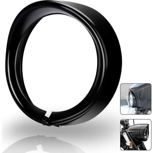 Black/Chrome 7" Inch Motorcycle Headlight Trim Ring For Street Glide FLHX Road King FLHR/Fat Boy/ Softail