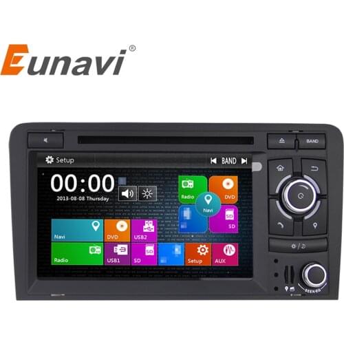 Eunavi 2 Din 7 inch Car GPS Navigation Radio Stereo Video DVD Player For Audi A3 2003-2013 S3 RS3 in dash touch screen usb swc