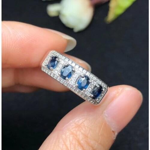 Natural sapphire ring, simple style, Sri Lanka sapphire, ladies ring, 925 silver custom number