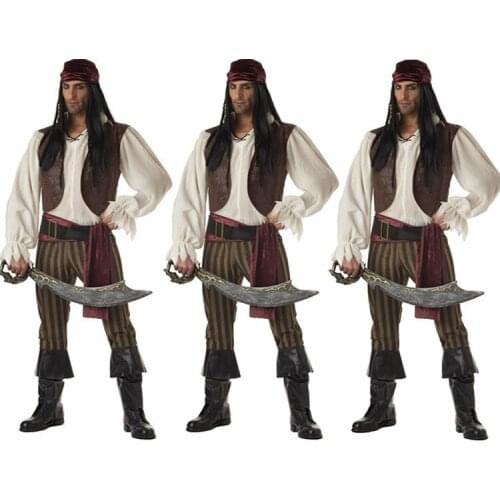 Halloween Cosplay Game Performance Costume Adult Male Pirate Jack Pirate Shipmaster Costume
