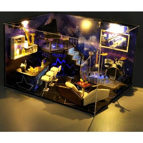 DIY Doll House with Wooden Furniture Miniature Model Building Kits Dollhouse Toys for Children Adult