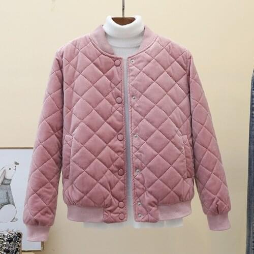 New Women Short Winter Jacket Korean Velvet Loose Cotton Coat Female Padded Cotton Casual Baseball Streetwear Outerwear AH210