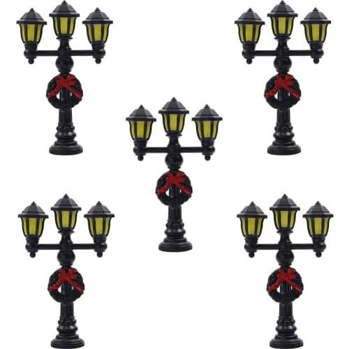 LYC10 5pcs Model Railway Christmas Lamp Post Street Lights O Scale 3V NEW Three-heads Decoration Lamps