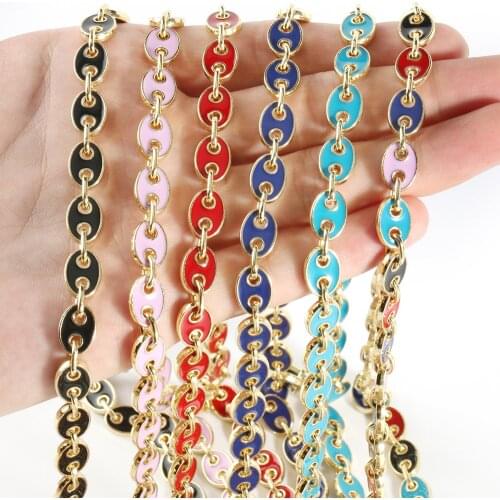 1 Meter Copper Pig Nose Drop Oil Chains Coffee Bean Necklace Bracelet Chains Findings For Jewelry Making Supplies Accessories