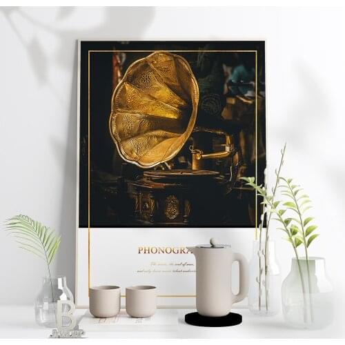 Retro Metal Phonograph Record Picture Poster Canvas Print Painting Wall Art Vintage Music Medieval Living Room Home Decor Gift