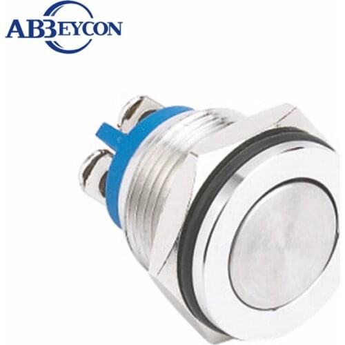 16mm flat head screw terminal metal push button switch