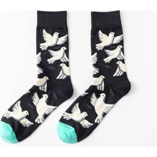 Cute Kawaii Cartoon Women Men Cotton Socks Unisex Funny Flower Birds 6 colors Lovely Animal Jacquard Colorful Casual Sock Meias