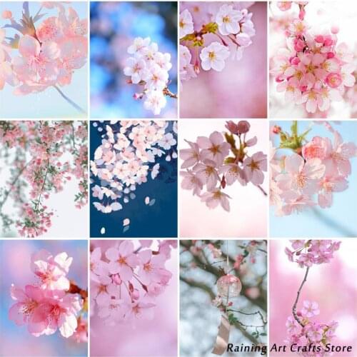 5D Diy Diamond Painting Spring Pink Cherry Blossoms Full Square&round Embroidery Cross Stitch Kits Mosaic Pictures Decor Gifts