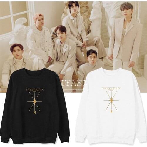 New Kpop Monsta X Fantasia X Album Same Printing O Neck Hoodies Unisex Pullover Tops Female Harajuku Streetwear Hip Hop Hoody