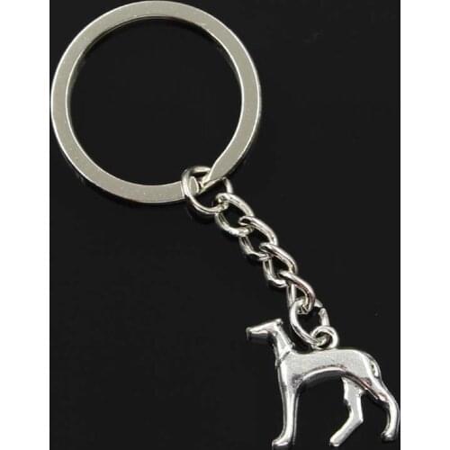New Fashion Men 30mm Keychain DIY Metal Holder Chain Vintage Dog Hound 20x20mm Bronze Pendant Gift