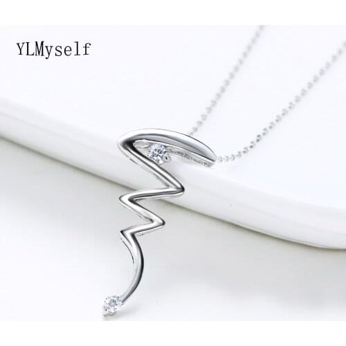 Top quality Cool 925 Sterling Silver Choker Necklace White Cubic Zirconia Lightning design 925 silver Jewelry for Young lady