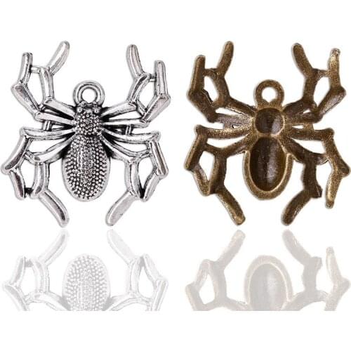 5 Pieces/Lot 35*31mm Spider Handmade Accessories Popular Jewelry Retro Alloy Electroplating Necklace Pendant For Jewelry Making