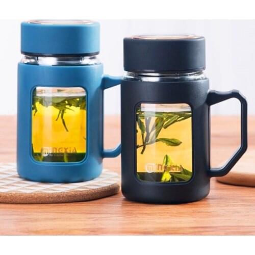 Transparent Glass Tea Mugs Leak Proof Heat Resistant Coffee Cup with Filter and Lid Large Capacity Office Water Bottle Drinkware