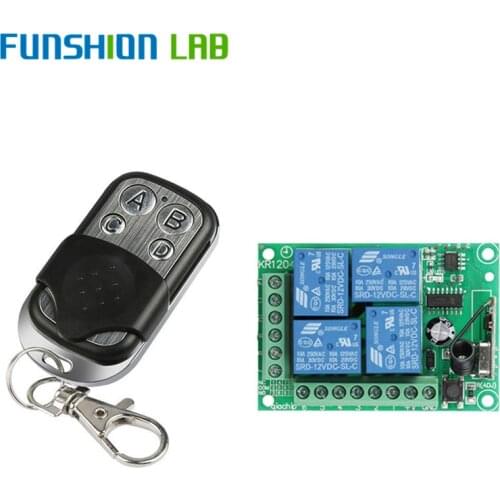 FUNSHION DC 12V 10A 4 CH RF Relay Remote Control Switch RF Wireless Remote Control Switch 433.92MHz Toggle /Latched /Momentary