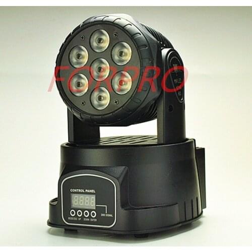 LED Moving Head Mini stage 7x12w RGBW 360 degree Moving Rotating wash light Disco Club DJ party DMX 512 channels US/EU Plug