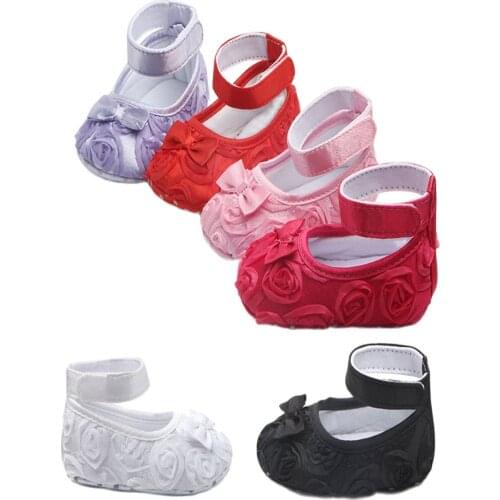 Candy Colors Newborn Baby Prewalker Soft Bottom Anti-slip Shoes Footwear Classic Princess Girl Crib Mary Jane Big Flower Shoes