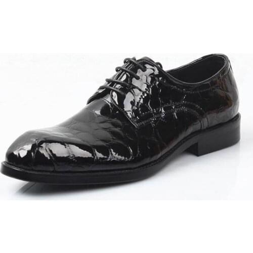 New Alligator Pattern fashion mens shoes patent leather formal dress shoes lace up fashion wedding shoes