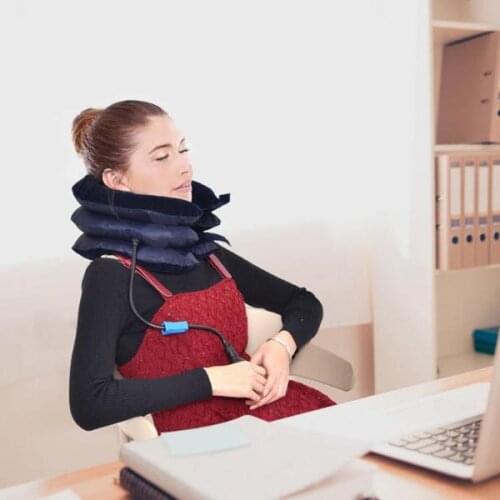 U Shape Inflatable Neck Traction Pillow Cervical Neck Traction Device Adjustable Neck Shoulder Back Head Pain Relieving