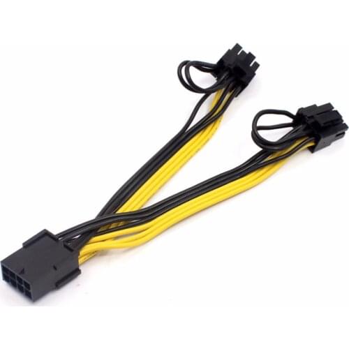 30cm PCI-E PCIE 8pin Female to Dual 8pin( 6+2pin) Male GPU Graphics Video Card Power Cable Cord 18AWG Wire for Mining Miner