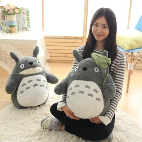 Totoro Plush Toy Cute Plush Cat Japanese Anime Figure Doll Plush Totoro With Lotus Leaf Kids Toys Birthday Christmas Gift
