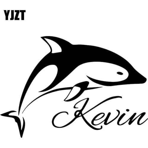 YJZT 13CM*18.9CM Funny Dolphin Decoration Home Decal Car Personality Vinyl Sticker Black/Silver C30-0142