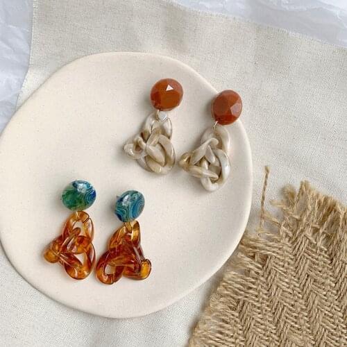 ​ZDMXJL 2021 New Fashion Hot Sale Womens Earrings Fine Acrylic Chain Earrings For Women Girl Party Gifts Jewelry Wholesale