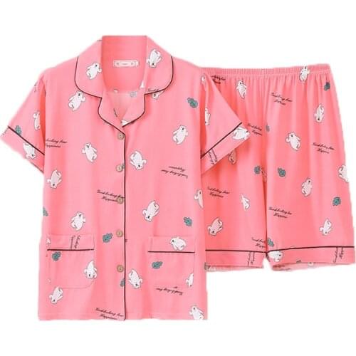 Women Comfortable Pyjamas Plus Size 5XL 6XL 7XL Short Sleeve Casual Homewear Spring Summer Pajama Sets Full Cotton Sleepwear Set
