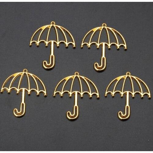 5Pcs Gold Umbrella Resin Frame Open Bezels Setting Blank Pendant Jewelry Making