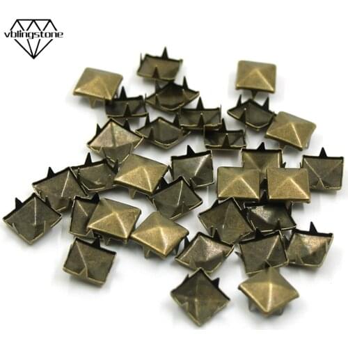 100Pcs Bronze Metal Rivets Studs Square Claw Rivet for Leather Spikes For Bag Belt Garment Shoes DIY Crafts 6/7/8/9/10/12MM