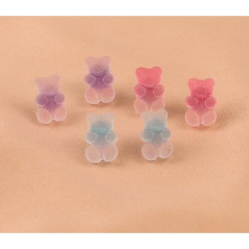 12 pair / lot fashion jewelry accessories plastic resin cute colorful bear anime earrings