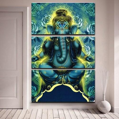 3pcs/set,Diy 5D Diamond Painting cross stitch Hindu god Lord Ganesha painting,Diamond Embroidery mosaic Square canvas home decor