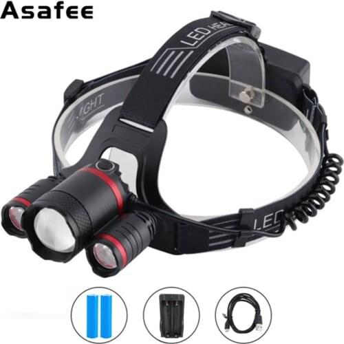 3000LM T6 R2 LED Induction Headlight Light Sensor 5-Mode Zoom Headlamp Hunting Camping Flashlight Torch by 18650 Battery