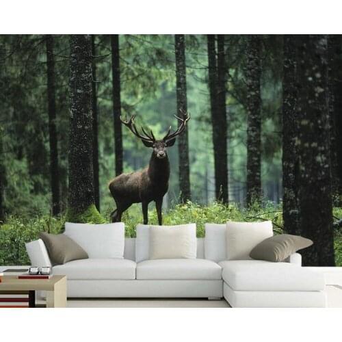 Papel de parede Elk in the forest 3d wallpaper,living room tv sofa wall bedroom wall papers home decor restaurant mural