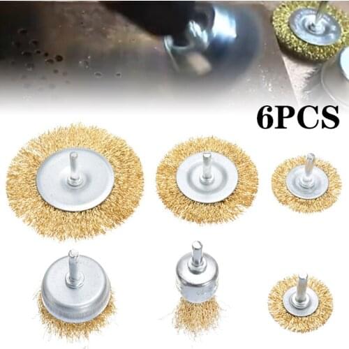 6pcs 30-95mm Steel Grinding Wire Brushes Grinding Polishing Brushes Disc With Handle Drills Abrasive Tools