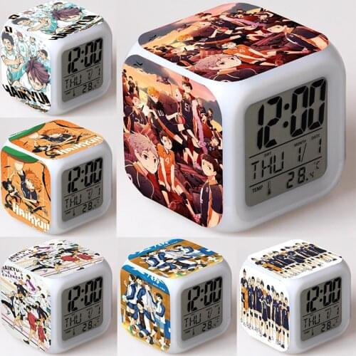 Anime Haikyuu LED Alarm Clock Shoyo Hinata Kageyama Tobio Figure Toys for Children Toys Gifts Reloj Despertador