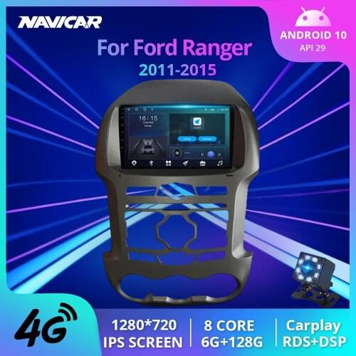 NAVICAR 2Din Android 10.0 Car Radio For Ford Ranger F250 2011-2015 Stereo Receiver GPS Navigation Auto Radio Car Receiver IGO