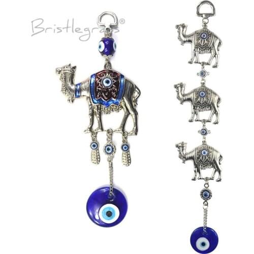 BRISTLEGRASS Turkish Blue Evil Eye Camel Wall Hanging Pendants Pendulum Amulets Lucky Charms Blessing Protection Gift Home Decor