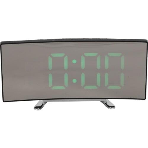 Digital Alarm Clock, 7 Inch Curved Dimmable LED Screen Digital Clock for Kids Bedroom, Green Large Number Clock, Lightweight Sma