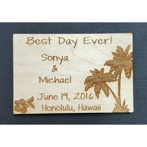Personalized names Hawaii rustic Wedding wooden Save the Date Magnets engagement party favors company gifts invites inserts