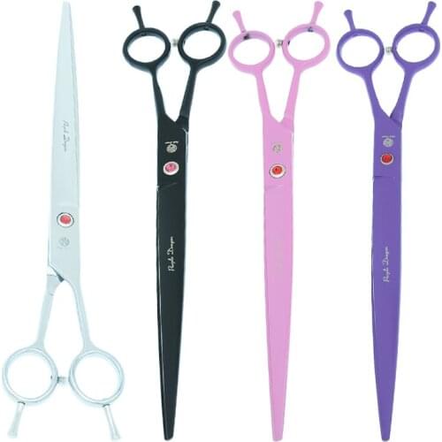 Purple Dragon 9.0" Big Blades Dog Cat Scissors Pets Grooming Shears with Bag Japan Steel Curved Cutting Puppy Accessories B0062B