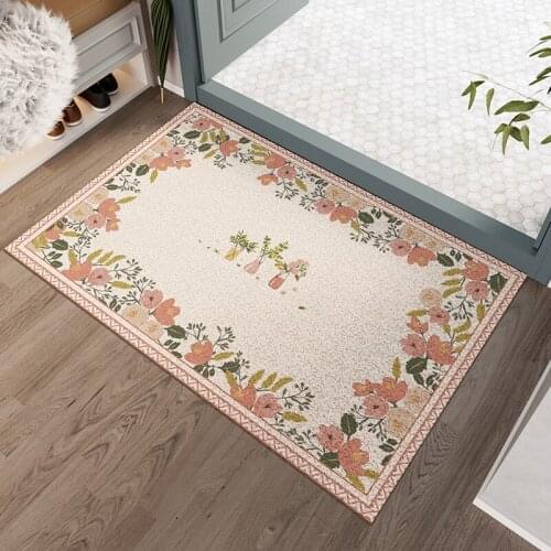 Classic Flower Home Door Mat Living Room Mat Kitchen Mat Entrance Door Mat Carpet Custom Anti-slip Mat Can Be Cut PVC Mat Carpet