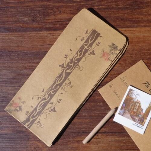 12pcs Retro Style Beautiful Romantic Floral Design Kraft Envelope Rose Kraft Vintage Wedding Birthday Party Gift Paper Bags