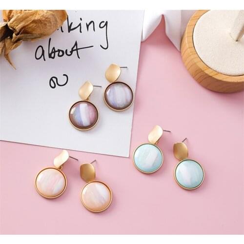 Korean Acrylic Round Drop Earrings Wedding Bride Geometric Jewelry Dangle Earrings Brincos Gift For Women Girl