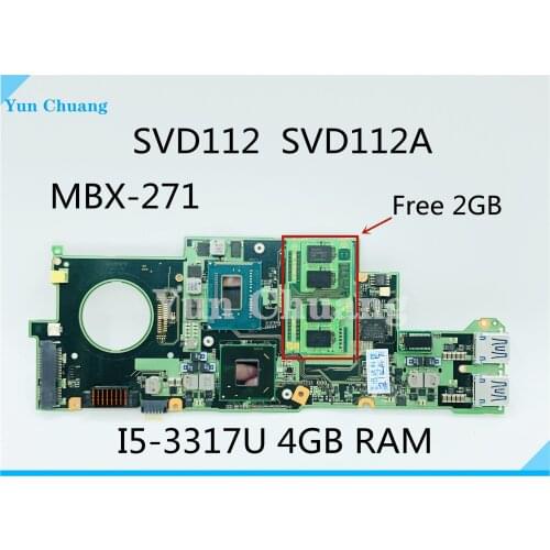 MBX-271 For SONY SVD112 SVD112A laptop motherboard I7-3317U CPU 4GB MBX-271 A1894455A 100% fully tested