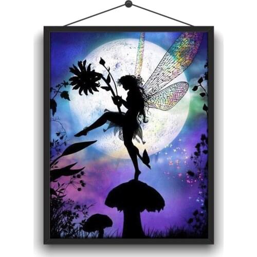 5D DIY Full Circle Diamond Embroidery Kit "Silhouette Under The Moon" Home Handmade Crafts Decorations Paintings