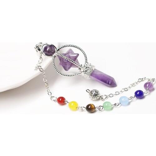 Natural Stone Crystal Pendant Pendant With Reiki Healing 7 Chakra Chain Jewelry For Women And Men