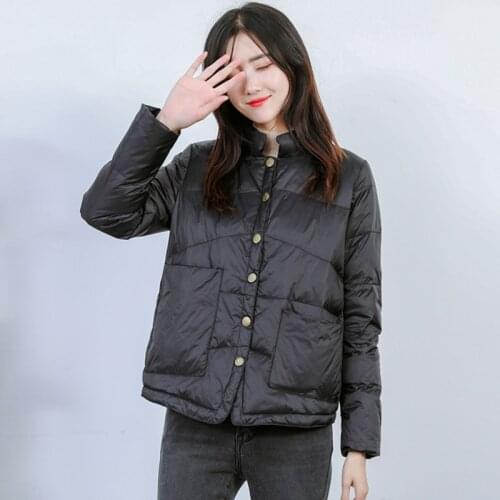 2020 New Winter Jacket Women White Duck Down Jacket Ultra Light Short Coat Female Autumn Slim Thin Down Parka