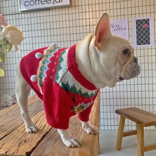 Pet Dog Christmas Clothes for French Bulldog 2021 New Arrival Dog Christmas Sweater Lovely Corgi Ropa Perro Coat Puppy Costumes